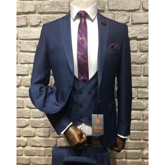 Klasyczny trzyczęściowy garnitur męski w kolorze niebieskim, rozmiar 58-1382423210-Турция-Ubrania i akcesoria