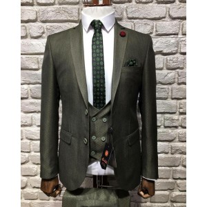 Men's classic three-piece suit green 50 size