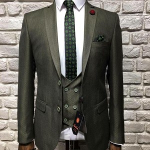 Men's classic three-piece suit green 52 size