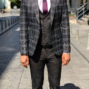 Men's classic three-piece suit black 46 size