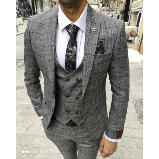 Men's Classic three-piece suit light Gray textured Large cage size 50, 1378284917, Мужские костюмы,  Clothes and accessories,Мужские костюмы ,  buy with worldwide shipping