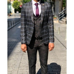 Men's classic three-piece suit black 46 size