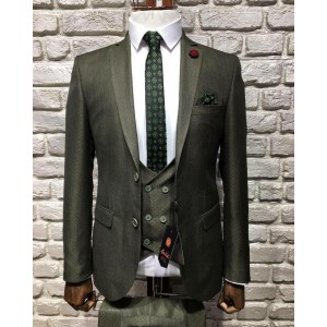 Men's classic three-piece suit green 48 size