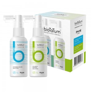 Set mit Hygienelösungen für die Pflege von Piercings. Hygienische Kochsalzlösung/Spüllösung, BioTaTum Professional