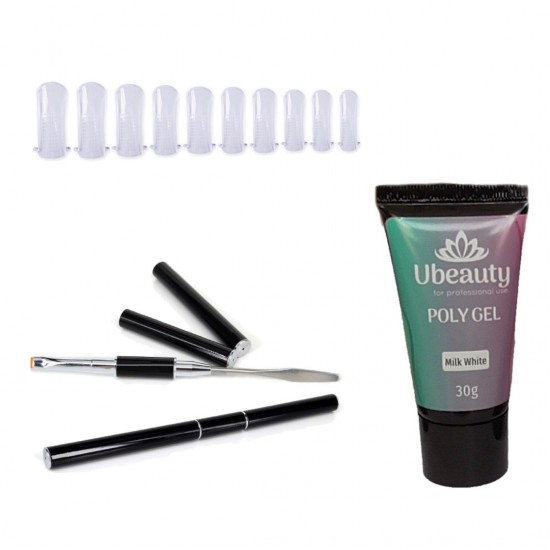 Polygel build-up kit: 30 ml polygel, brush with spatula, 10 sizes of top shapes, Ubeauty-CO-02, All for a manicure,  All for a manicure,  buy with worldwide shipping