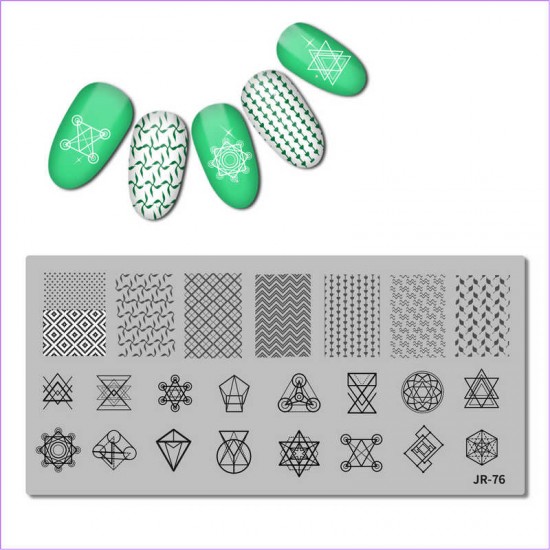 Stemping plate patterns, geometry, ORNAMENT JR-76, JR-76, Stemping,  All for a manicure,Gel varnishes ,  buy with worldwide shipping