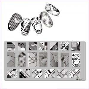 Stamping plate Geometry, patterns, abstraction, triangle, line, zigzag, dots JR-93