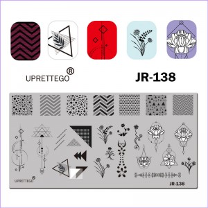 Placa para carimbar pontos, padrões, círculos, geometria, flor JR-138