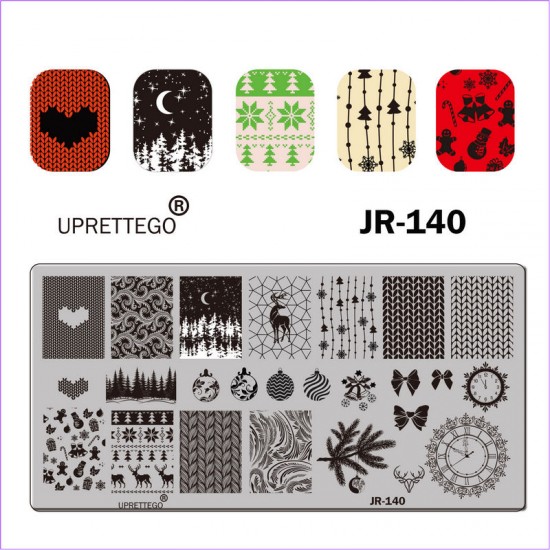 Christmas tree stempling plate, new year, deer, JR-140 watch, JR-140, Stemping,  All for a manicure,Gel varnishes ,  buy with worldwide shipping