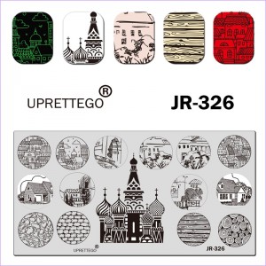 Plate for stamping church, houses, streets, roofs of houses JR-326
