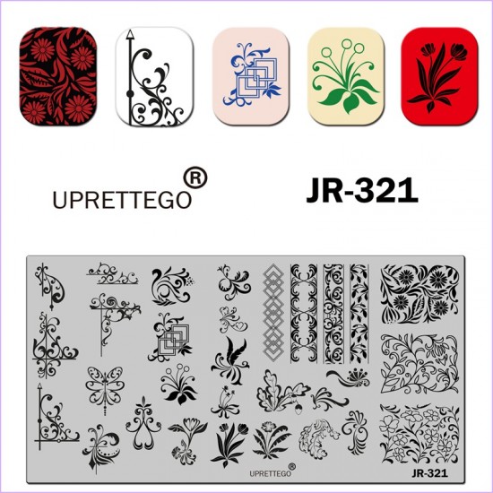 Plate for stamping flowers, patterns, monograms JR-321, 3212, Stemping,  Health and beauty. All for beauty salons,All for a manicure ,Gel varnishes, buy with worldwide shipping
