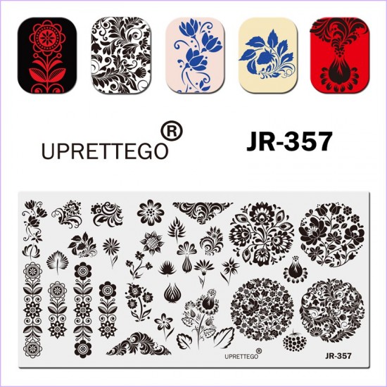 Plaque pour estamper feuilles, fleurs, motifs, ornements, symboles JR-357-3212-uprettego-estampillage