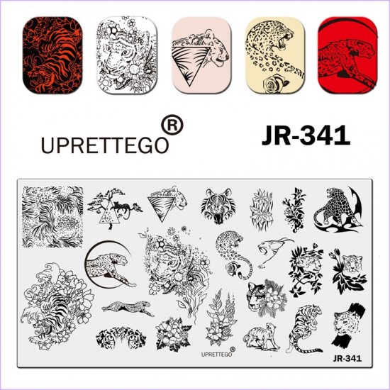 Plate for stamping tiger, leopard, flowers JR-341, 3212, Stemping,  Health and beauty. All for beauty salons,All for a manicure ,Gel varnishes, buy with worldwide shipping