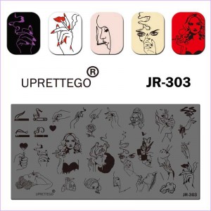 Stamping plate cigarette, girl, pain, smoke, hand, lips, broken heart, butterflies, lighter, rose JR-303