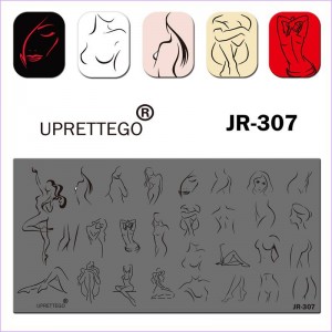 Stempelen plaat krachten, meisje, figuur, lijnen, borst, taille, poses, benen, gezicht, ass JR-307