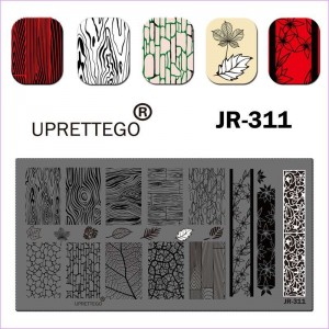Stempelplatte für Holz, Blätter, Muster, Monogramm, Textur, Ornament JR-311