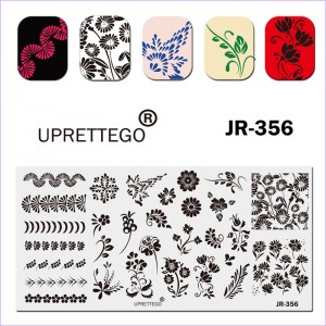 Plate for stamping flowers, leaves, patterns JR-356