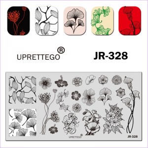  Plaque pour estamper fleurs, lys, motifs JR-328