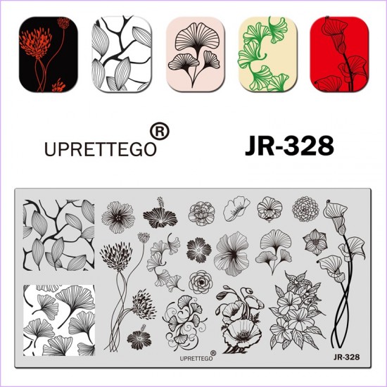 Plaat voor het stempelen van bloemen, lelies, patronen JR-328-3212-uprettego-Stempelen