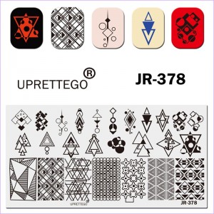 Пластина для стемпинга Uprettego JR-378 геометрические фигуры, абстракция, узоры, круг, треугольник
