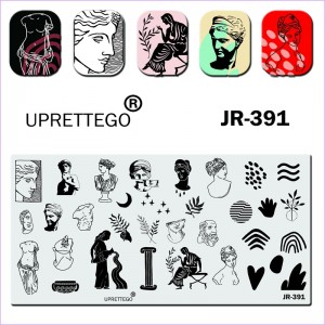 Stamping plate JR-391 busts, statues, columns, sculptures, plants, heart, ornaments, moon, stars, silhouette, Uprettego