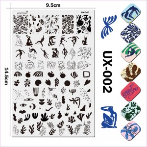 Uprettego JR-UX-002 stamping plate figures, girls, faces, eyes, dancing, sports, month, stars, ornament, patterns, plants