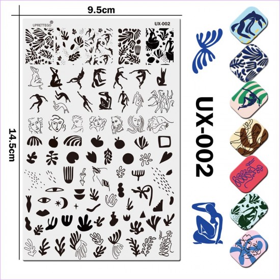 Uprettego JR-UX-002 stamping plate figures, girls, faces, eyes, dancing, sports, month, stars, ornament, patterns, plants, 952772212, Stamping UPRETTYGO,  Health and beauty. All for beauty salons,All for a manicure ,Gel varnishes, buy with worldwide shipp