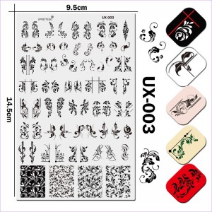 Uprettego JR-UX-003 Stempelplatte Ornament, Muster, Monogramme, Pflanzen, Blumen, Linien, Muster