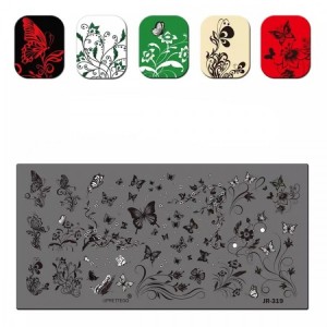 Schmetterling Stempelplatte, Blumen, Monogramm, kleine Blumen, JR-319