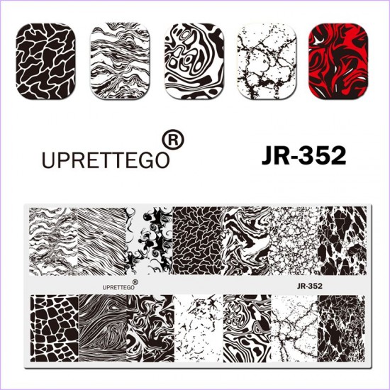 Пластина для стемпинга розмиття, лінії, плями JR-352, 3212, Кривошипних,Краса та здоров'я. все для салонів краси, все для манікюру, Гелеві ЛАКИ, Купити в Україні