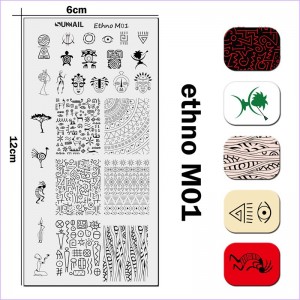 Пластина для стемпинга фигуры, этно стиль, девушка, иероглифы Ethno M01