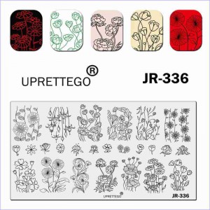 Plate for stamping flowers, poppy, wild flowers JR-336