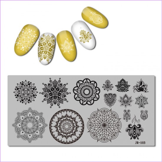 Mandala Stamping Placa padrões ornatment JR-103 JR-103 Stamping tudo para manicure gel verniz comprar na Ucrânia