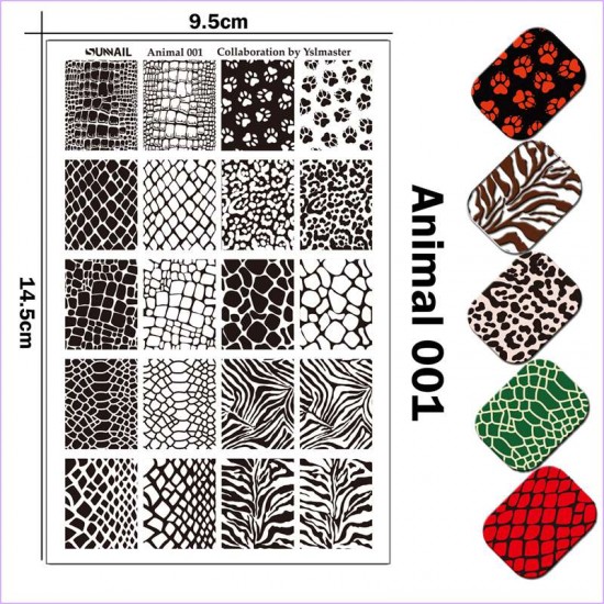 Stempelplatte für Schlangenhaut, Krokodil, Zebra, Pfoten Animail 001-3212-uprettego-Stempeln