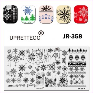 Plaat voor het stempelen van sneeuwvlokken, kerstbomen, Nieuwjaar JR-358