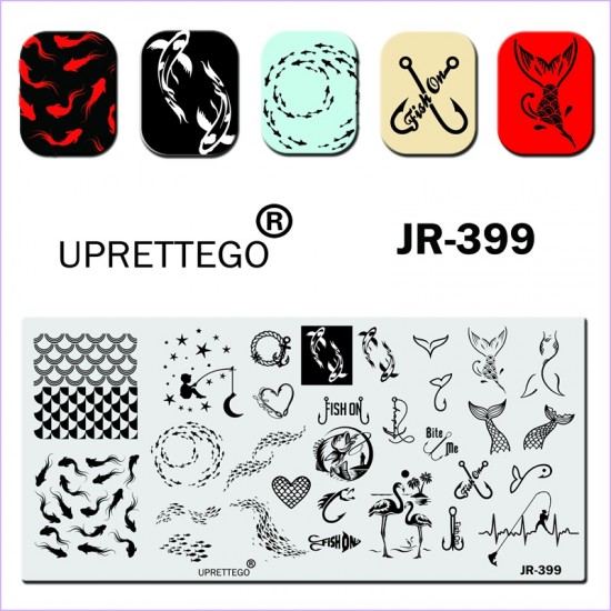 JR-399 Uprettego poisson estampage plaque queues de poisson bancs de pêche de poissons flamants roses motifs crochet ancre coeur lune étoiles-952772162-uprettego-estampillage