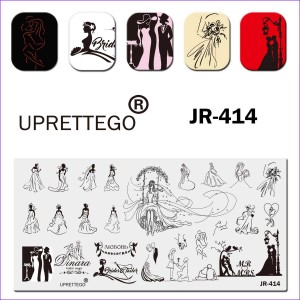 Stamping plate JR-414 wedding, bride, groom, love, romance, proposal, bouquet, phrases Uprettego