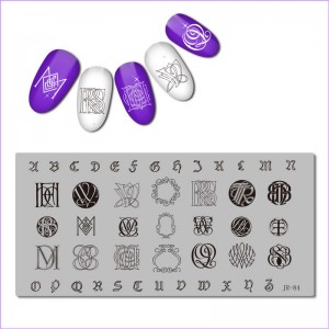 Stamping plate alphabet, emblem, letters JR-84, frames, hieroglyphs, original letters