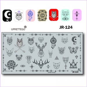 Stamping plate animals, geometry, patterns, animals, month, panda, lion, owl, wolf, pig, elephant, fox JR-124