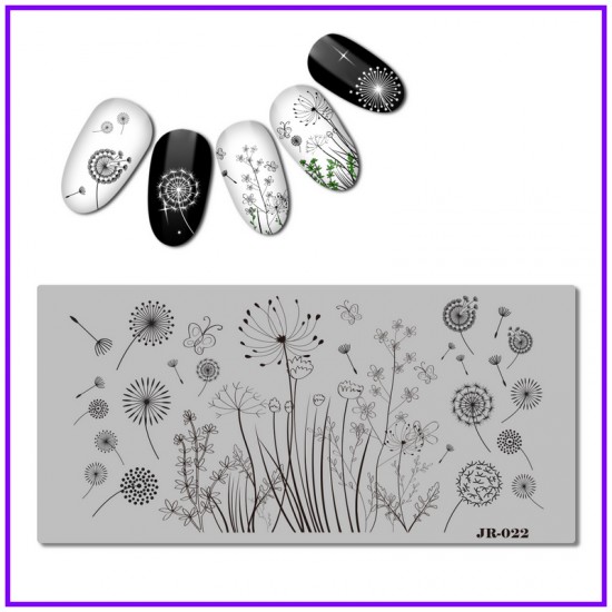 Dandelion Stamping Placa flores verão JR-022 JR-022 Stamping tudo para manicure gel verniz comprar na Ucrânia