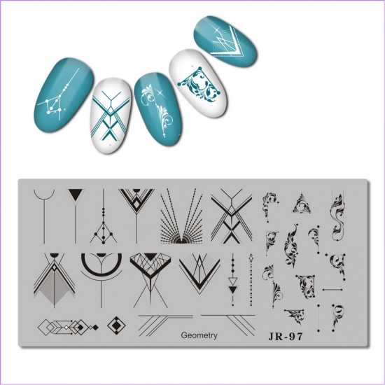 Placa de carimbo geometria, monograma JR-97, JR-97, Estampagem, tudo para manicure, gel verniz, comprar na Ucrânia