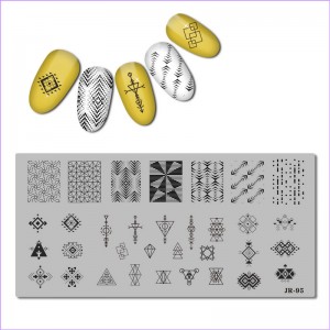 Stamping plate ornament, geometry, patterns, triangle, circle, square JR-95