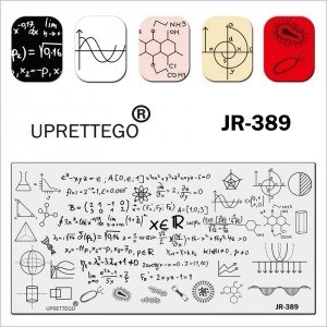 Пластина для стемпинга Uprettego JR-389 геометрія, біологія, хімія, рівняння, формули, графіки, фігури, одноклітинні