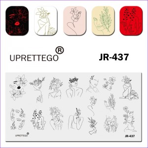  Płytka do stemplowania Uprettego JR-437 dziewczyny, kobiety, kwiaty, rośliny, młodość, czułość, kobiecość, monogramy, twarze