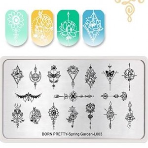 Plate for stamping Autumn garden, patterns, flowers, geometry Spring Garden L003
