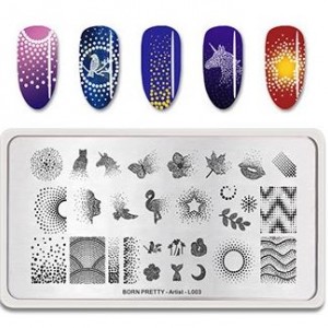 Plates for stamping imprint, unicorn, butterfly, leaf, patterns, lips, artist-L003