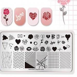  Stamping plate Valentine's Day, Geometry, Hearts, Flowers, Love, Valentines Day BP-L002