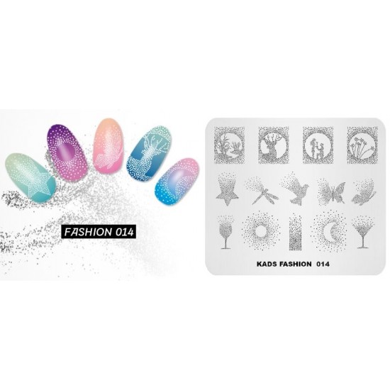 KADS FASHION 014 stempling plate, gradient, blur, animals, butterfly, star, insects, fading, FASHION 014, Stemping,  All for a manicure,Gel varnishes ,  buy with worldwide shipping