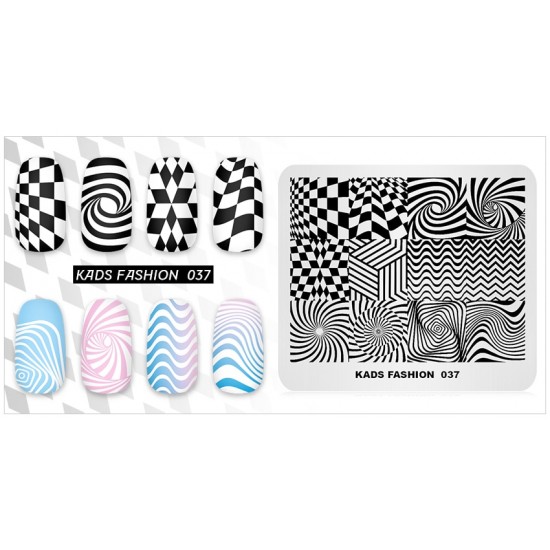 KADS FASHION 037 stempling plate, patterns, abstraction, hypnosis, FASHION 037, Stemping,  All for a manicure,Gel varnishes ,  buy with worldwide shipping