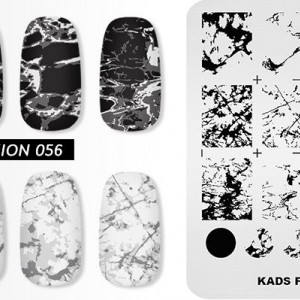  Plaque d'estampage KADS FASHION 056, marbre, granit, fissures, pierre